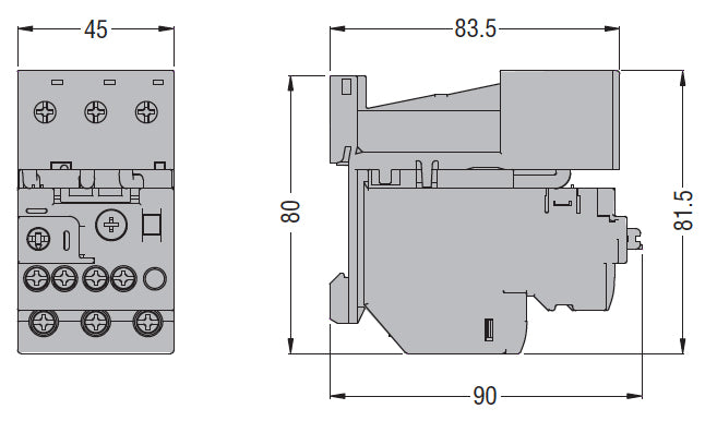 Electronic thermal overload relay, phase failure/single-phase sensitive. Three-pole (three-phase), manual or automatic resetting