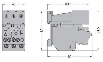 Electronic thermal overload relay, phase failure/single-phase sensitive. Three-pole (three-phase), manual or automatic resetting